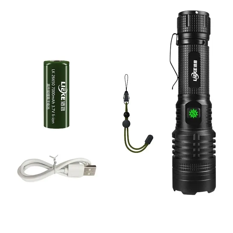 Waterproof Rechargeable Powerful Flashlight Metal High Power Lumen Power Bank Flashlight Super Bright Torch Taschenlampe Tool