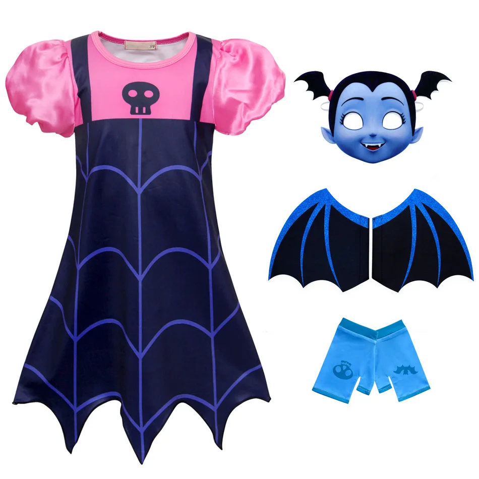 

Girl Vampirina Cosplay Dress Vampire Girl Clothing Costume Kids Halloween Outfits Carnival Party Disguise Mask Headband