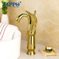 ZAPPO Golden Swan Faucet Bathroom Luxury European Style Carving Vanity Sink Mixer Taps Deck Mounted torneira banheiro