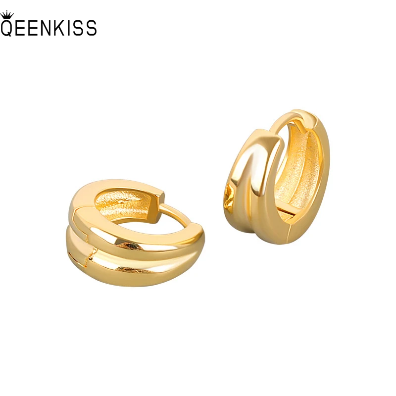 

QEENKISS EG695 Fine Jewelry Wholesale Fashion Woman Girl Birthday Wedding Gift Simplicity Round 18KT White Gold hoop Earrings