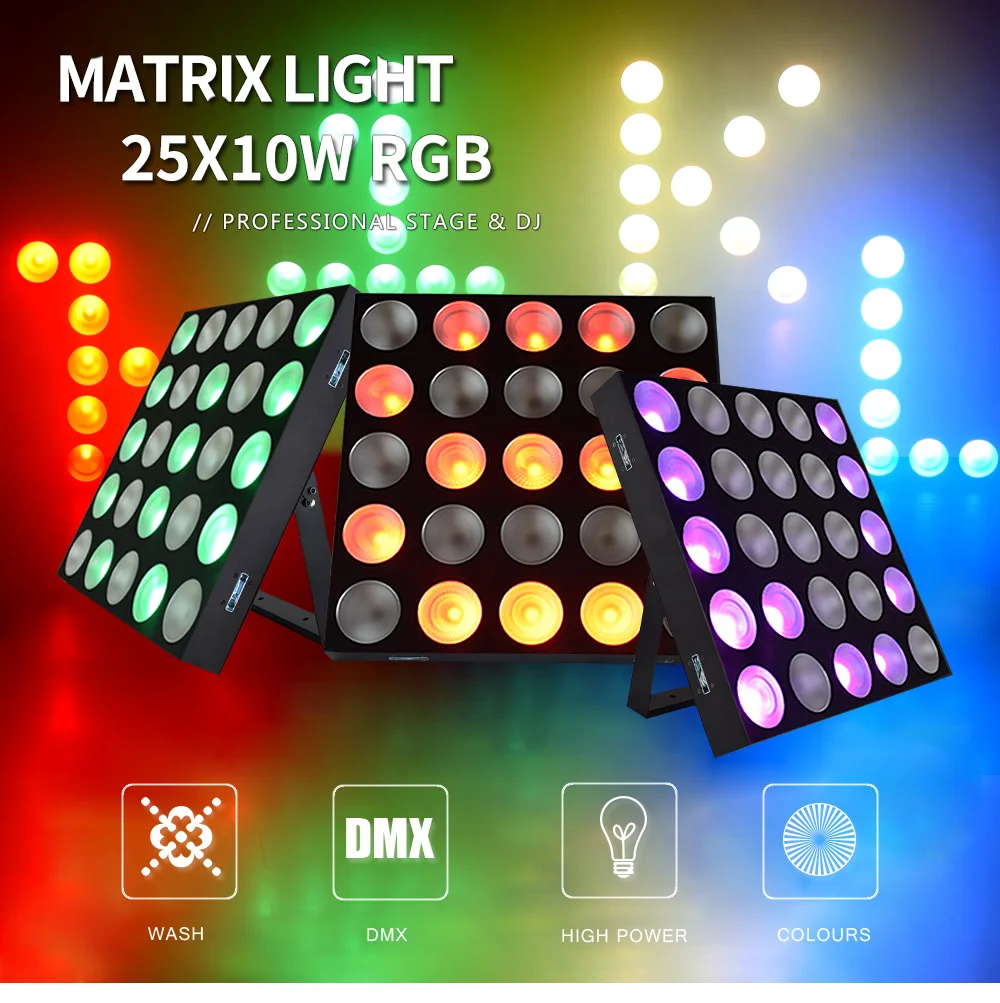 Высокая мощность светодиодный 25 шт.* 10 Вт RGB 3в1 COB светодиодный матричный светильник светодиодный Блиндер dmx ДИСКО светильник