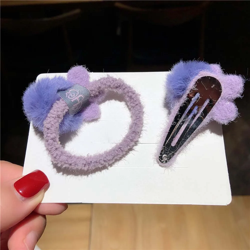 

Hair Ball Hair Rope Hair Clip Set Korean Girl Cute Rubber Band Hairpin INS Sweet Autumn Winter Hair Rope Female