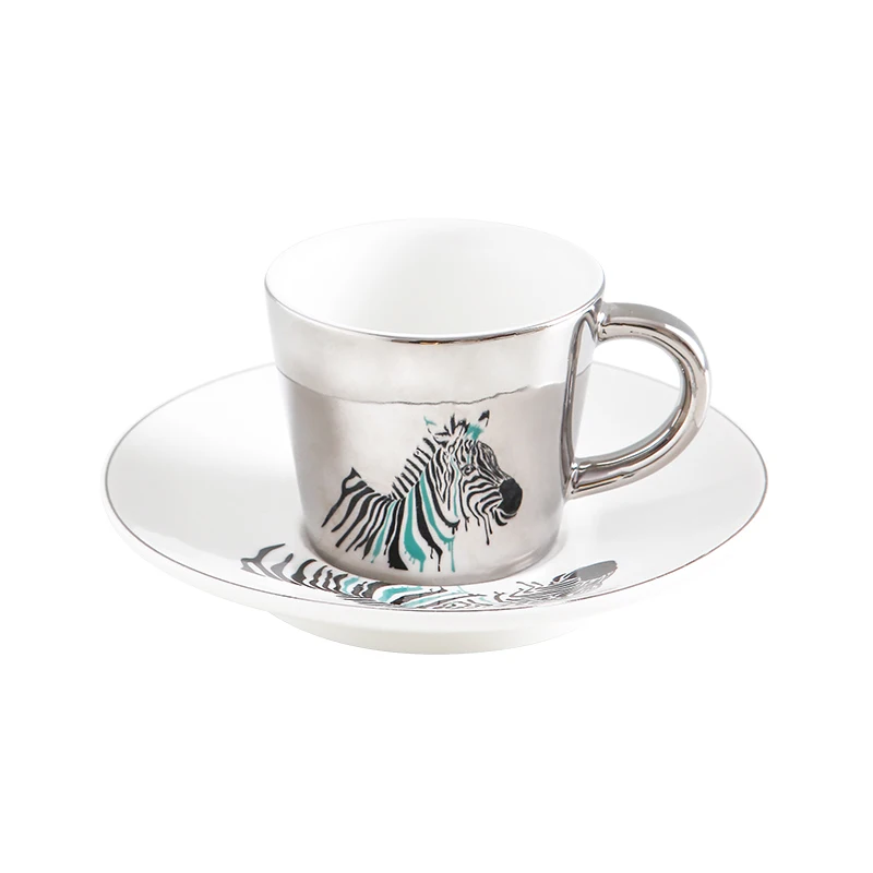 

Creative Leopard Anamorphic Cup Mirror Reflection Cup Tiger Zebra Mug Luycho Coffee Tea Set With Coaster 220ml MJ73117
