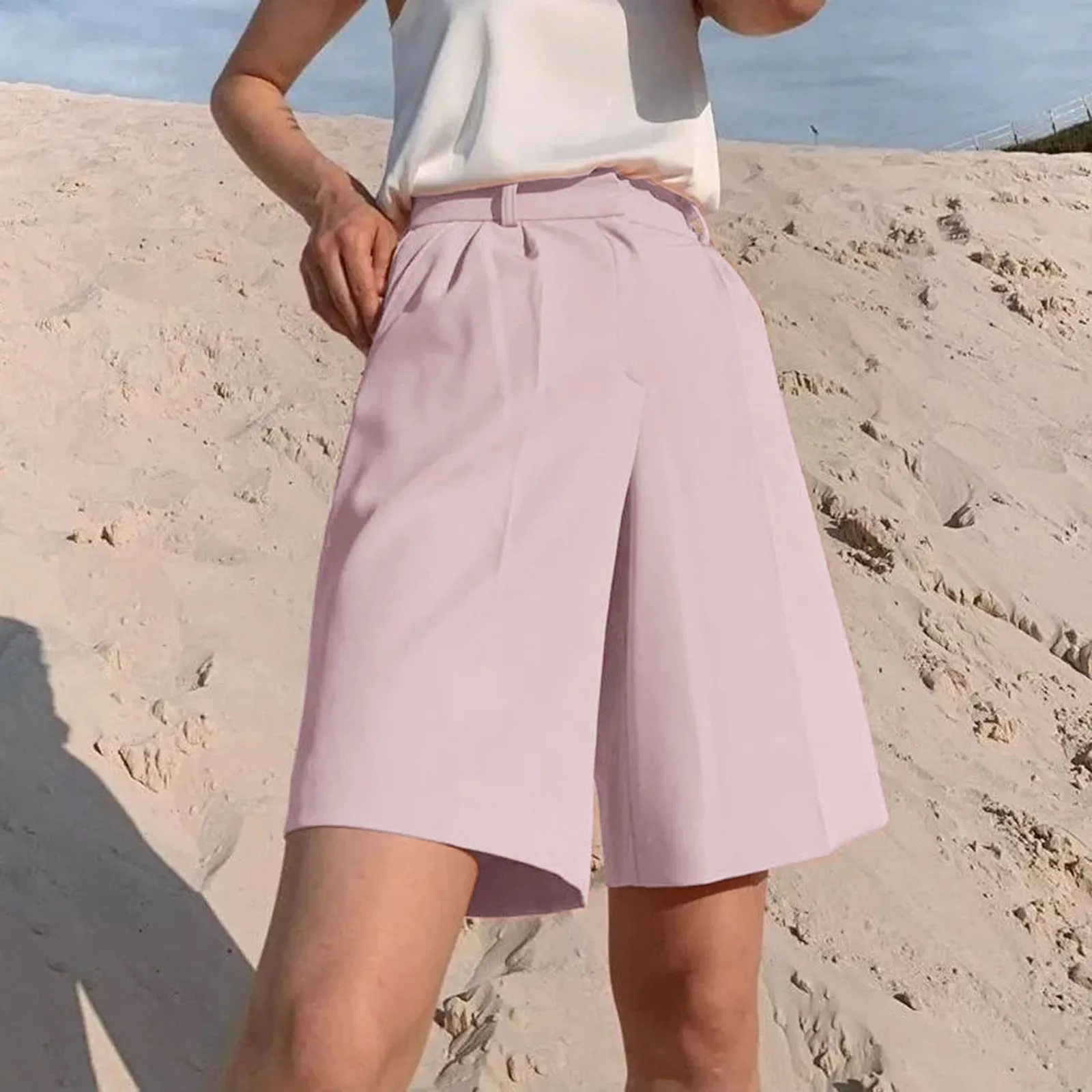 

Women's Lace-Up Shorts Pockets High Waist Solid Casual Pants Streetwear 2021 Spring Summer Women Plus Size pantalon pour femme