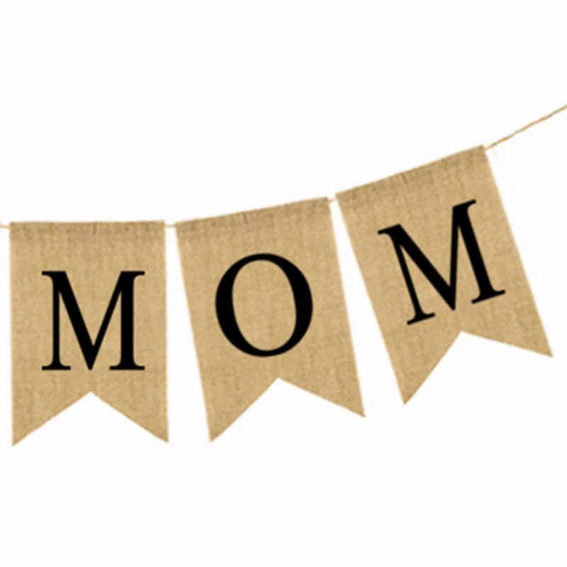 

H051 Burlap Banner I DAD I MOM Heart Red Red Heart Banner Rustic Mothers Day Father Day Gifts from Daughter and Son Party Family