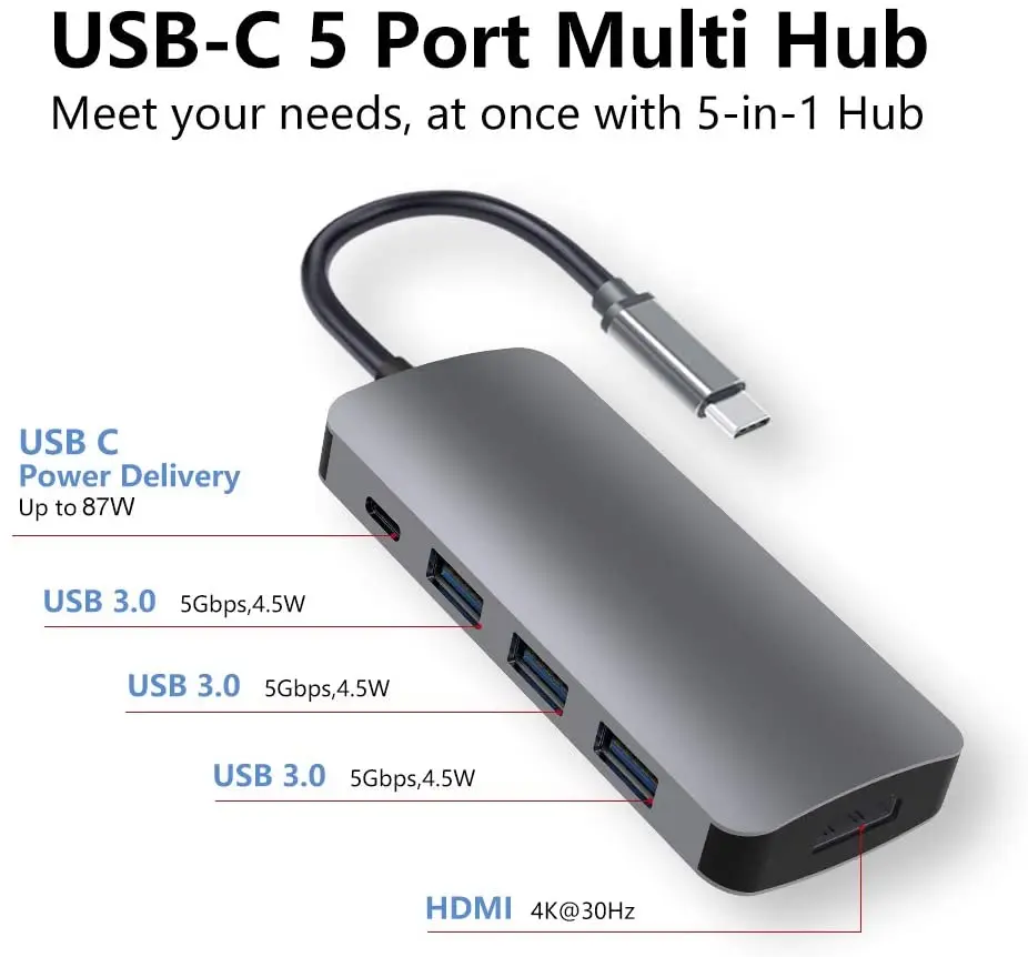 Хаб USB C 5 в 1 Type адаптер с 4K HDMI 3 0 87 Вт PD зарядным портом для MacBook Pro 2019 Samsung |