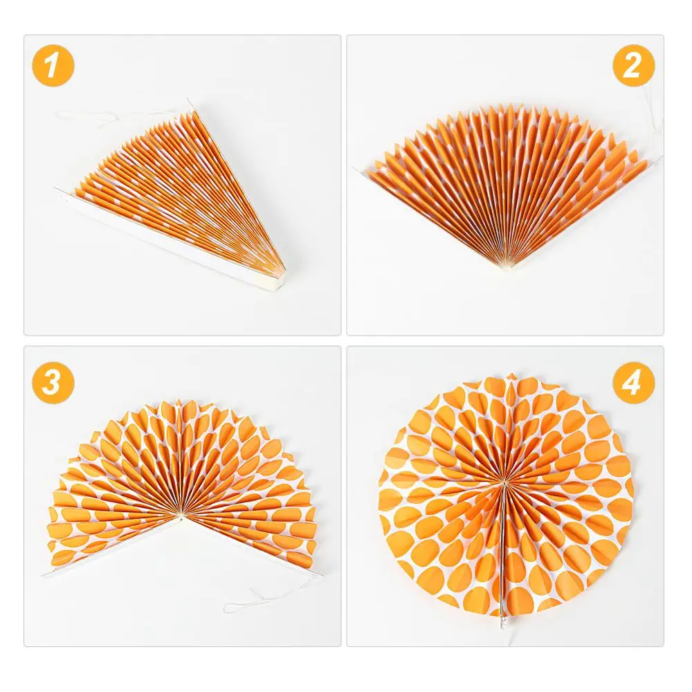 

Set of 7 Orange Theme DIY Paper Crafts Paper Fans Rosettes Photo Backdrop for Birthday Wedding Baby Shower Party Hanging Decor