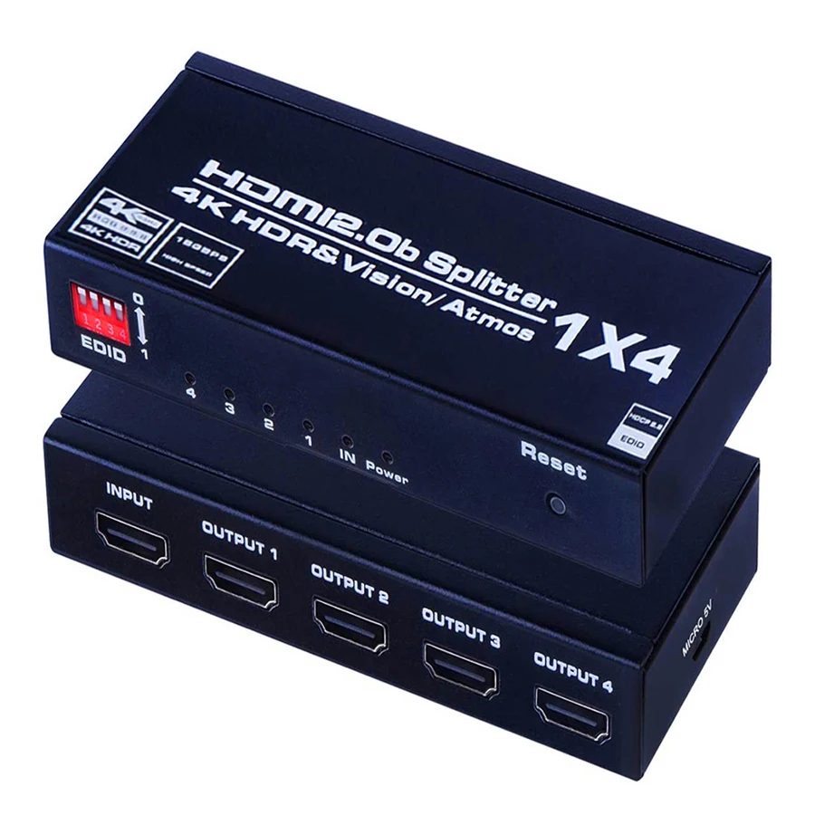 

Разветвитель HDMI 1 в 4 выхода 4K 60 Гц разветвитель HDMI 1x4 распределитель аудио и видео с поддержкой Full HD HDR для Blu-Ray плеера