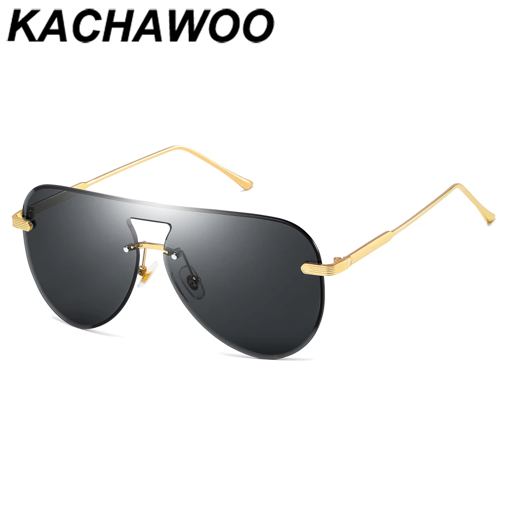 Мужские и женские очки без оправы Kachawoo золотистые коричневые солнцезащитные с