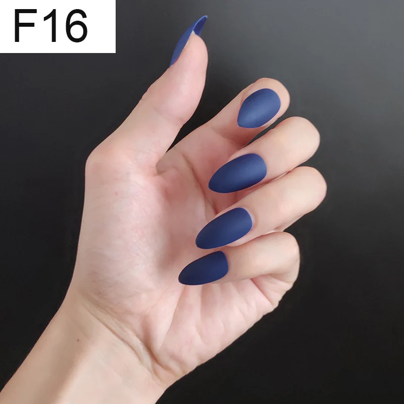 F16 Stiletto x 1PC 24 шт./компл. стилет балерина гроб круглый овальной формы с полным покрытием матовая накладные ногти для ног, мягкая на ощупь, накладные ногти искусственные ногти Нейл Арта, набор - Цвет: F16 Stiletto x 1PC