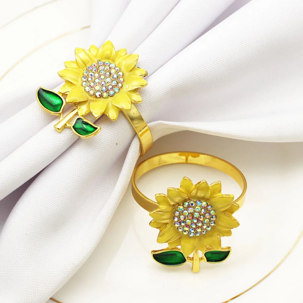 

4pcs Sunflower Napkin Rings Napkin Buckles for Party Banquet (Assorted Color)