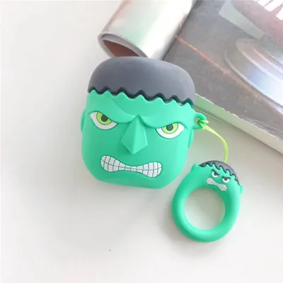 Hulk Мягкий силиконовый чехол с объемным рисунком для Apple Airpods, противоударный чехол для Air Pods, чехол для наушников s, милый Защитный Чехол Air Pods - Цвет: Hulk