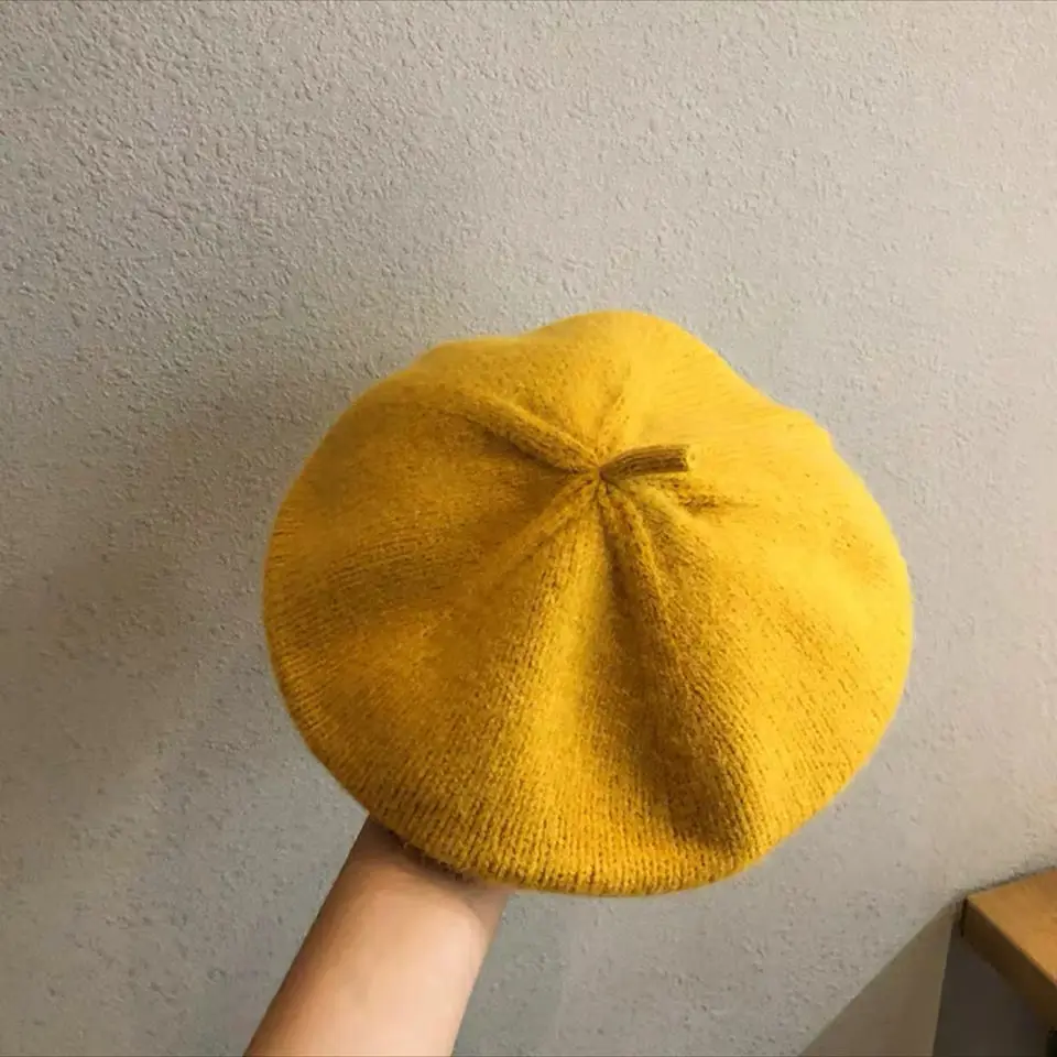 

Hat women autumn and winter knitted beret British retro wild beret winter
