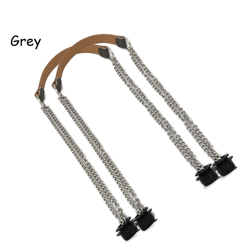 1 пара 78 см ручка из искусственной кожи с цепочкой серебристые и алюминиевые