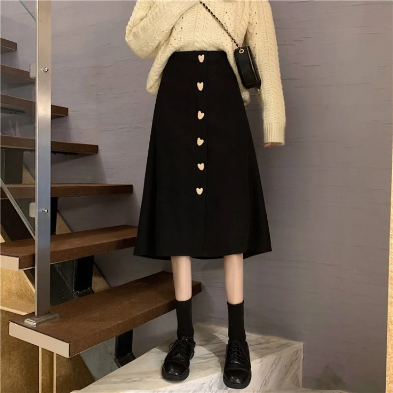 

Осенняя Женская юбка средней длины, элегантная юбка-трапеция с высокой талией, 2021