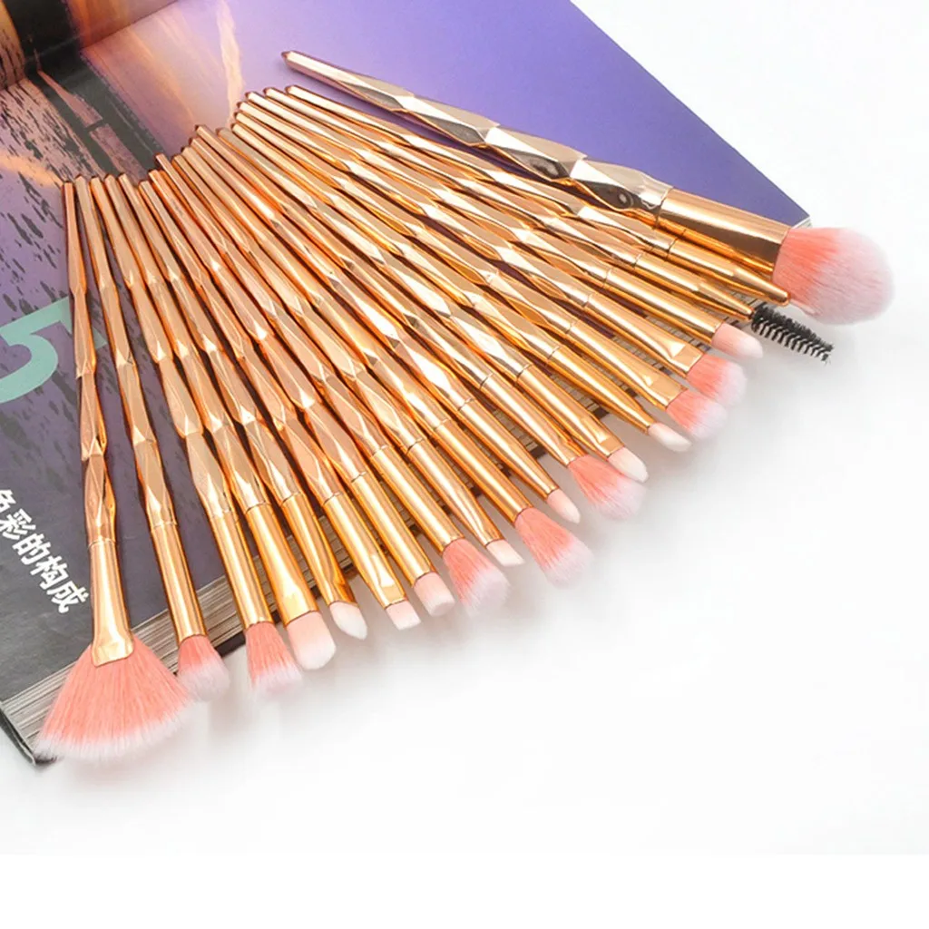 

Makeup brushes set professional natural hair 20 Pcs High-Grade Aluminum Tube And Diamond Handle Eye Makeup Brush Set