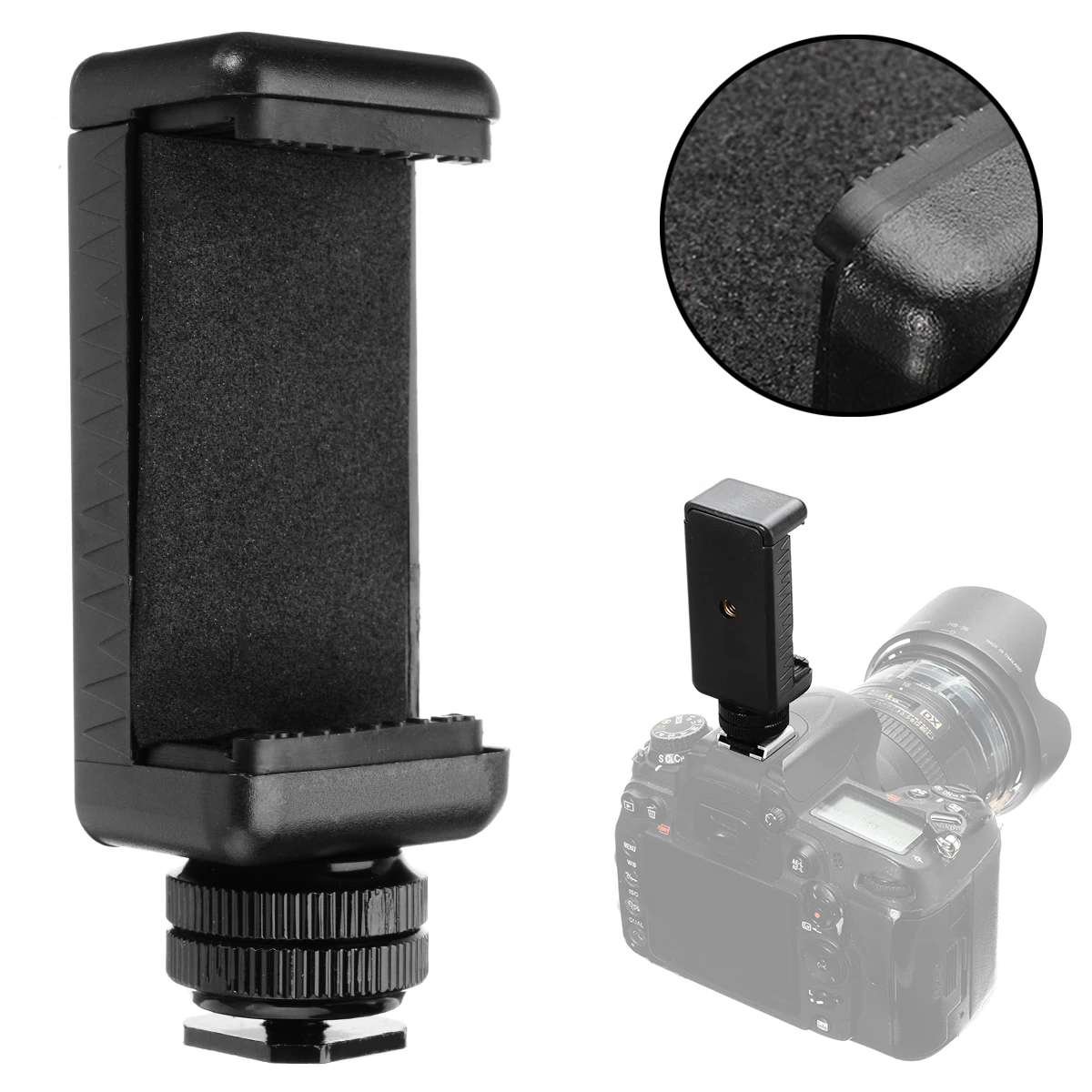 

Onsale High Quality 1/4 Inch Phone Clip Holder + Hot Shoe Adapter Mount Black For Camera Mayitr