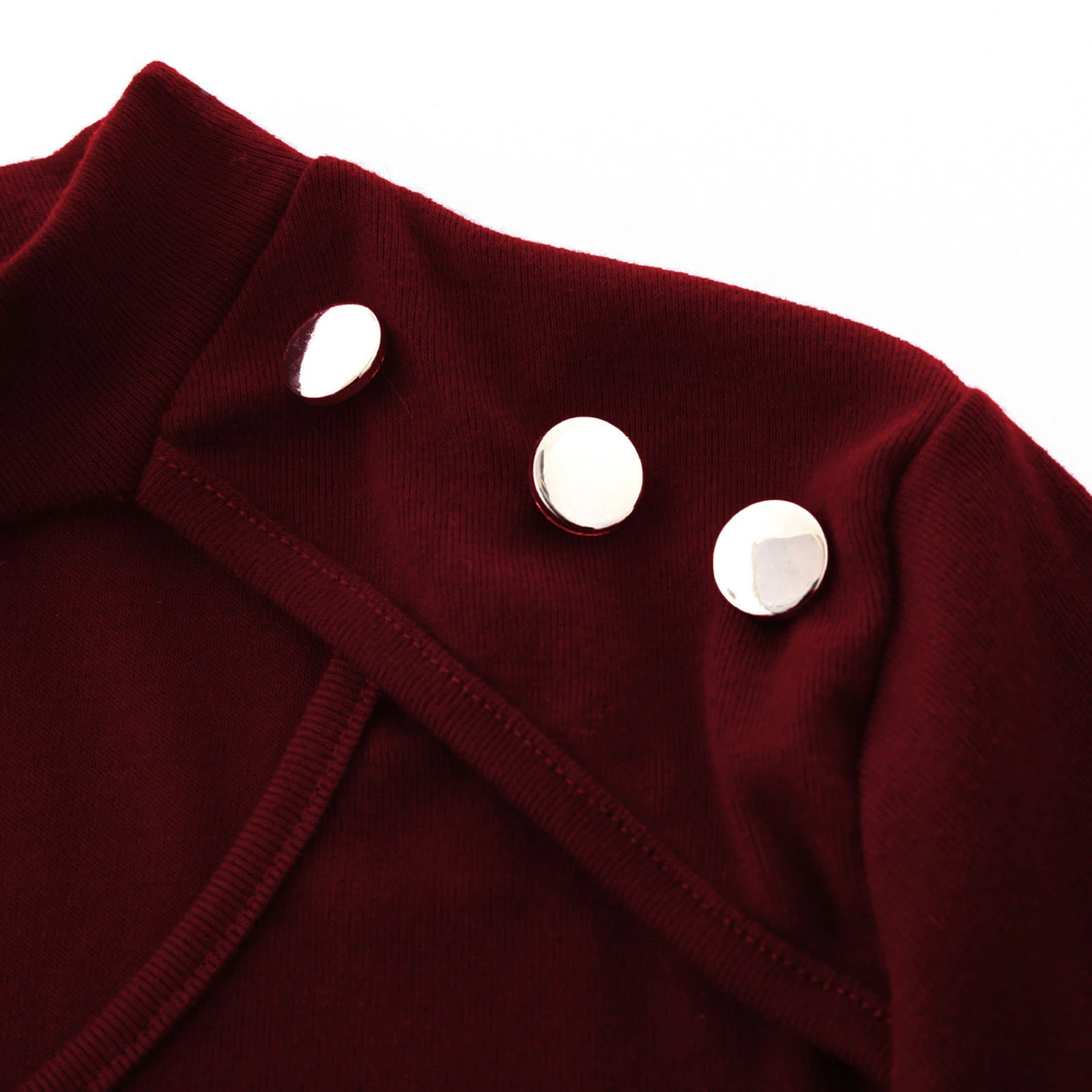 

Women Fashion Long Sleeve Buttons Solid Color Slim Ribbed Knitwear Halter Blouse