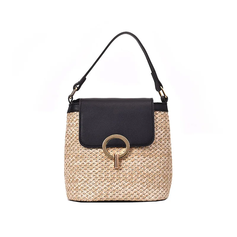 Маленькая Соломенная Сумка ведро для женщин модные сумки через плечо женские