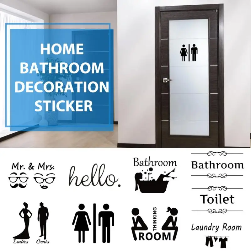 

New Bathroom Cartoon Wall Stickers Creative Cute Door Decal Art Decoration Posters For Toilet/Laundry Room /Bathroom /Restroom
