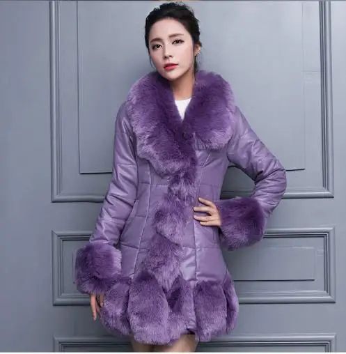 

Women's Faux Fur Coat Warm In Winter 4 Colors Imitation Fox Fur Long Temperament Large Fur Collar Young Ladies