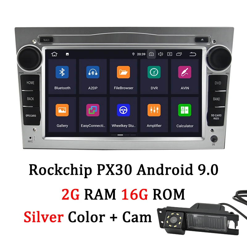 PX30 Silver Camera AUTOTOP 2 Din Android 9,0 автомобильный DVD gps для Opel Vauxhall Astra Meriva Vectra Antara Zafira Corsa Agila " gps радио плеер без DVD - Цвет: PX30 Silver Camera
