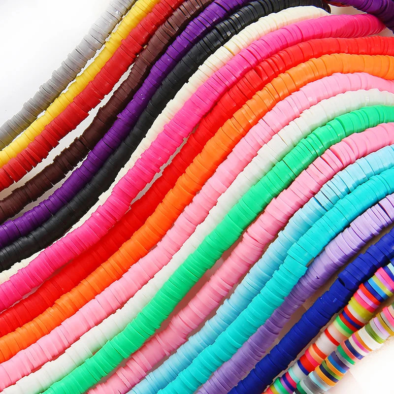 Бусины из полимерной глины круглые плоские 4/6 мм 40 см 350 шт. свободные для