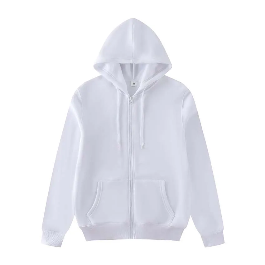 white Новинка, простая мужская Толстовка на замке, с капюшоном, куртка, толстовка с капюшоном, на молнии, мужская верхняя одежда, черный, серый, бутик, для мужчин - Цвет: white