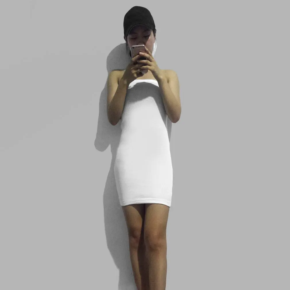 

One Piece Elastic Tight Body-con Basic Dresses Sexy Open Back Sleeveless Slim Tanks Vest Ladies Solid Party Dress For Hot Summer
