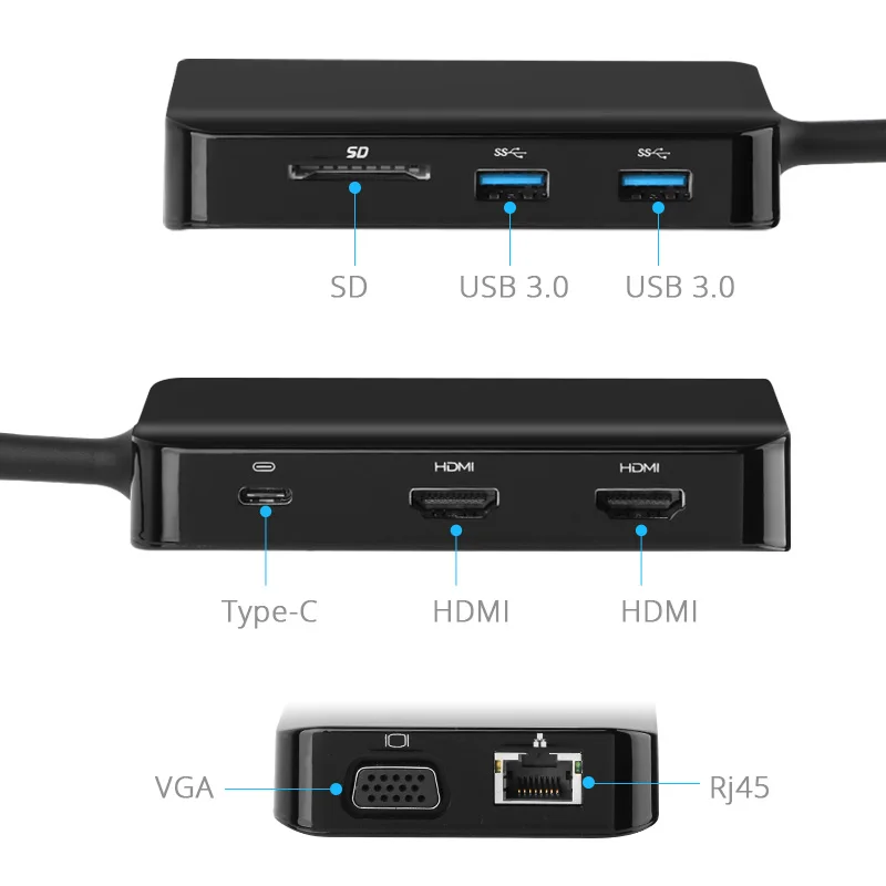 Многофункциональный USB-концентратор 9 в 1 для HDTV Micro SD/TF VGA DC 3 5 аудио портов