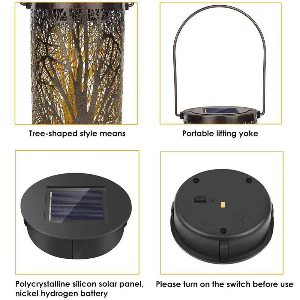 Лампа для проекции ствола дерева на солнечной батарее уличный Железный фонарь