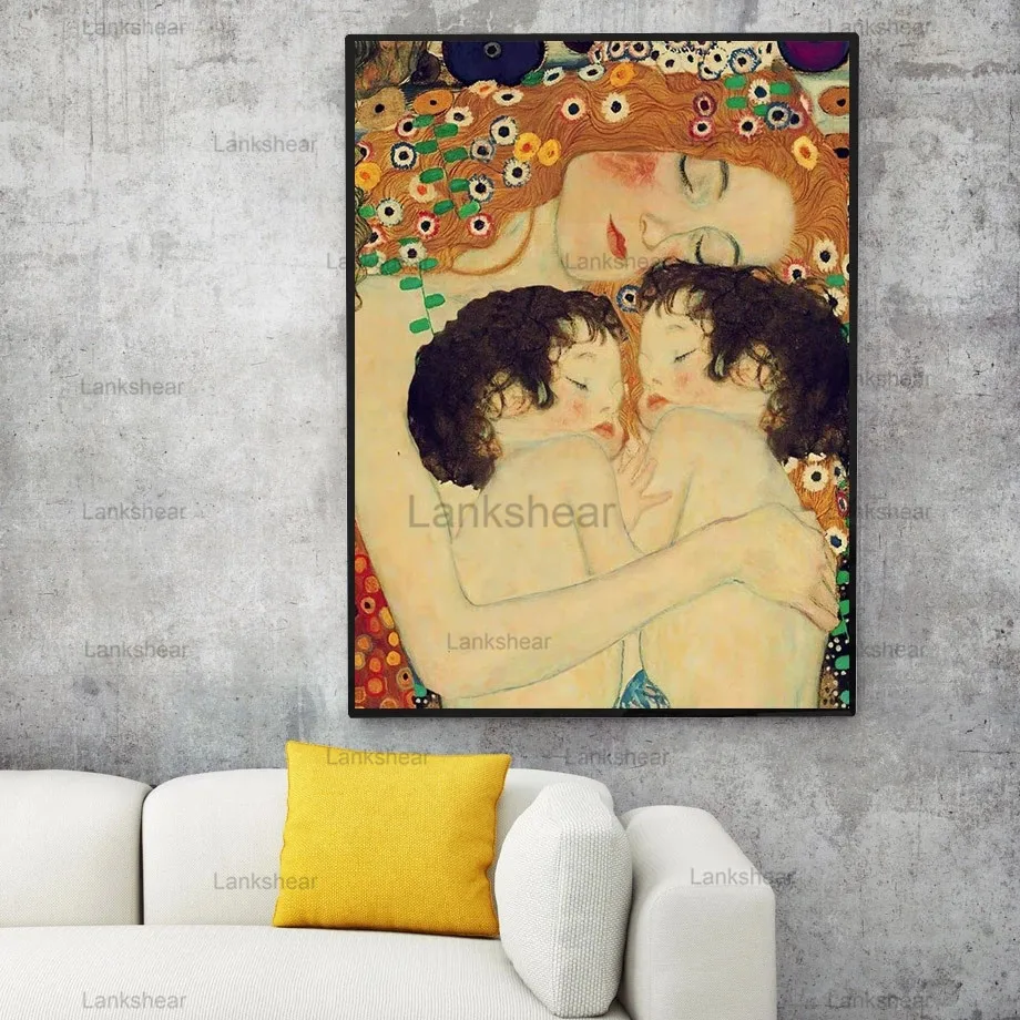 Gustav Klimt материнская любовь Близнецы ребенок современный скандинавский стиль