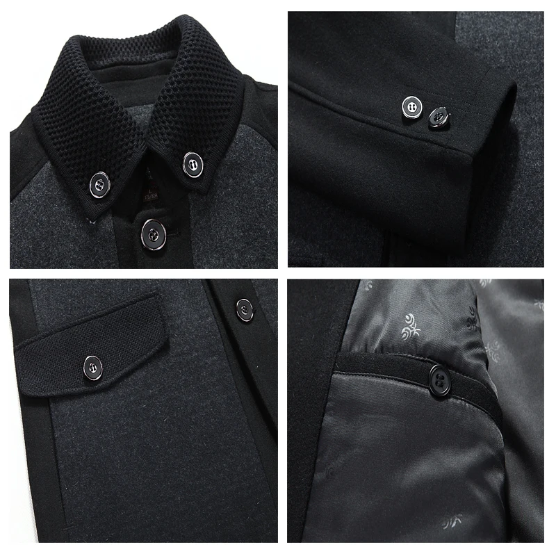 2021 Мужская шерстяная куртка Осеннее шерстяное пальто Зимняя полупальто мужское