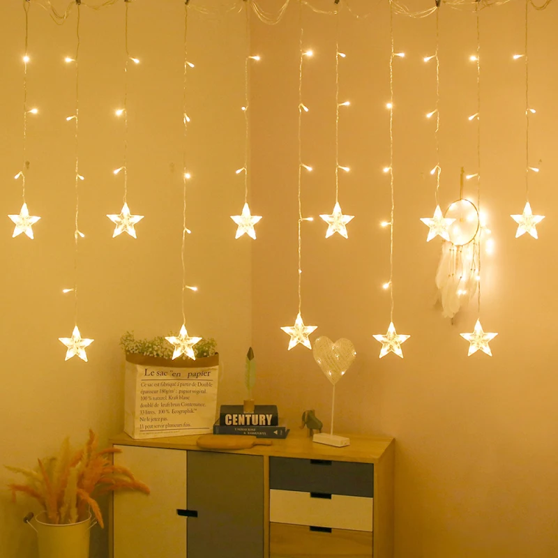Curtain LED String Light Fairy Icicle 35M Star Christmas Garland Wedding Party Window Outdoor Decoration | Освещение