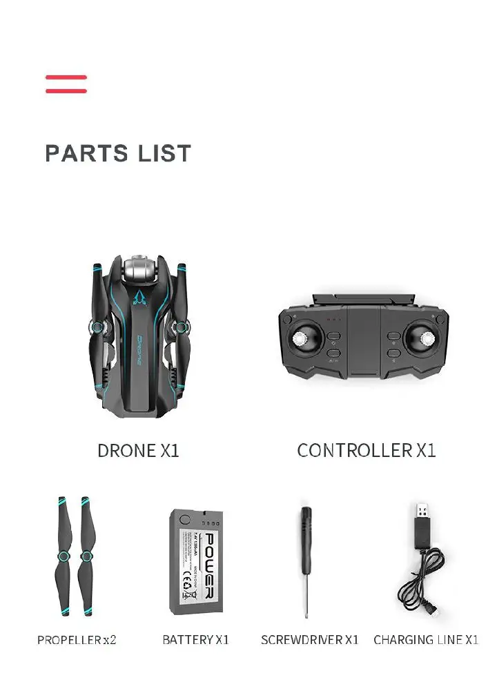 Дрон Профессиональный 4K/1080P Квадрокоптер с камерой RC Вертолет Удержание высоты Безголовый режим FPV игрушки для взрослых детей.