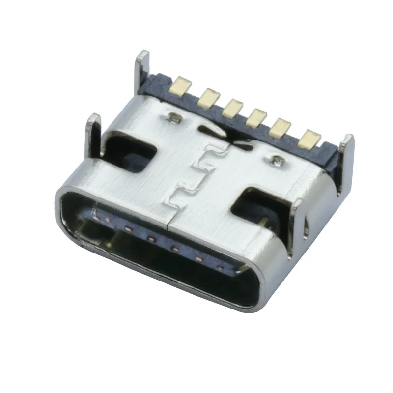 Гнездовой разъем 100 шт./лот USB Type C 6 Pin SMT 3 1 гнездовой SMD DIP для печатной платы