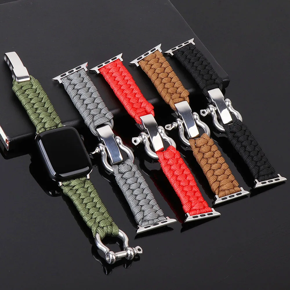 Ремешок нейлоновый для Apple Watch Band 44 мм 42 40 38 iWatch Series 3 4 5 SE 6 7 Плетеный спортивный