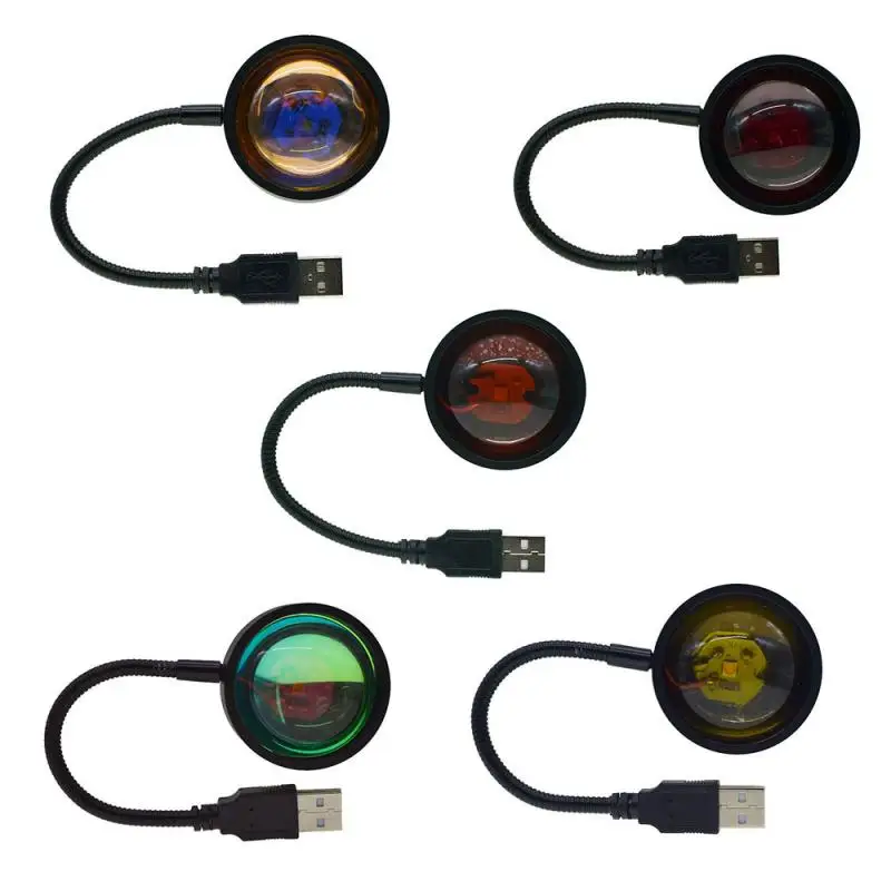 

USB Rainbow Sundown Red Projector Led Night Light Sun Projection Desk Lamp For Bedroom Bar Coffee Store Wall Decoration Lighting