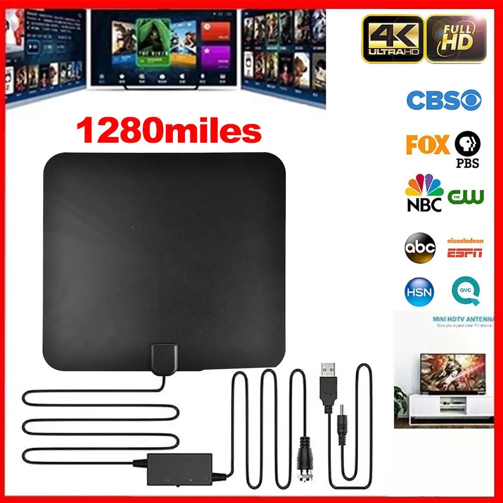 

4K цифровая HDTV антенна на внутреннюю усиленную антенну диапазон 1280 миль HD1080P ресивер сигнала Freeview TV для местного канала вещания