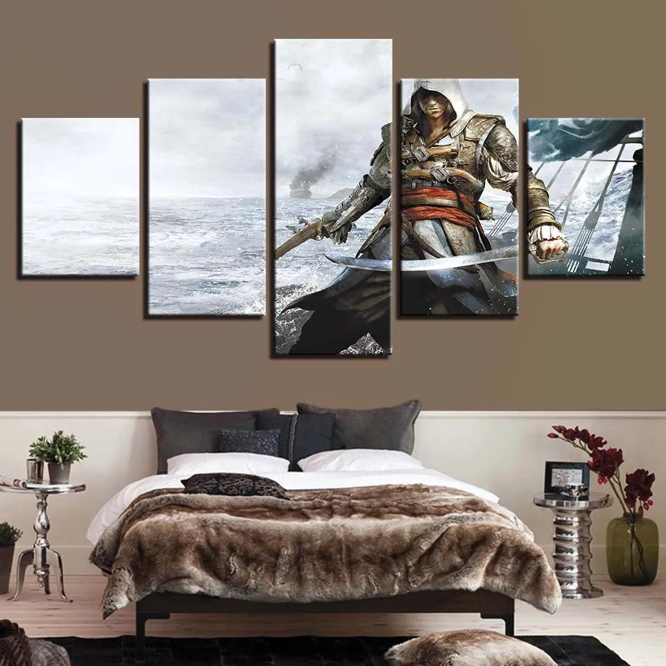 Картины на холсте Assassins Creed Connor несколько войн стены искусства рамки домашний