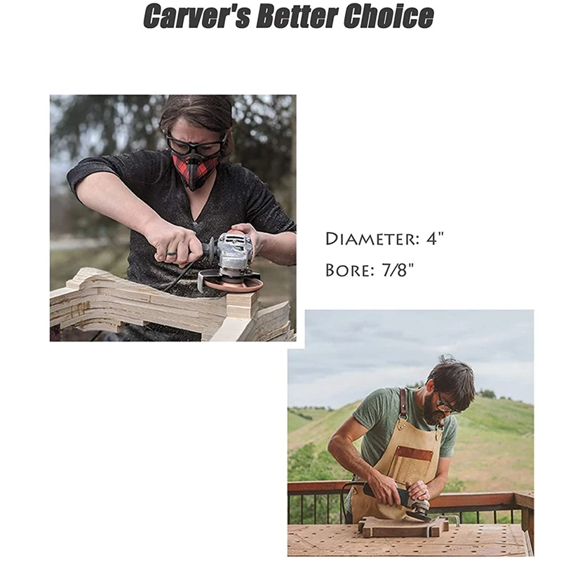 

3Pcs 100mm Wood Shaping Discs,Bore 22mm Carving Wheels, , Woodworking Angle Grinder Attachment