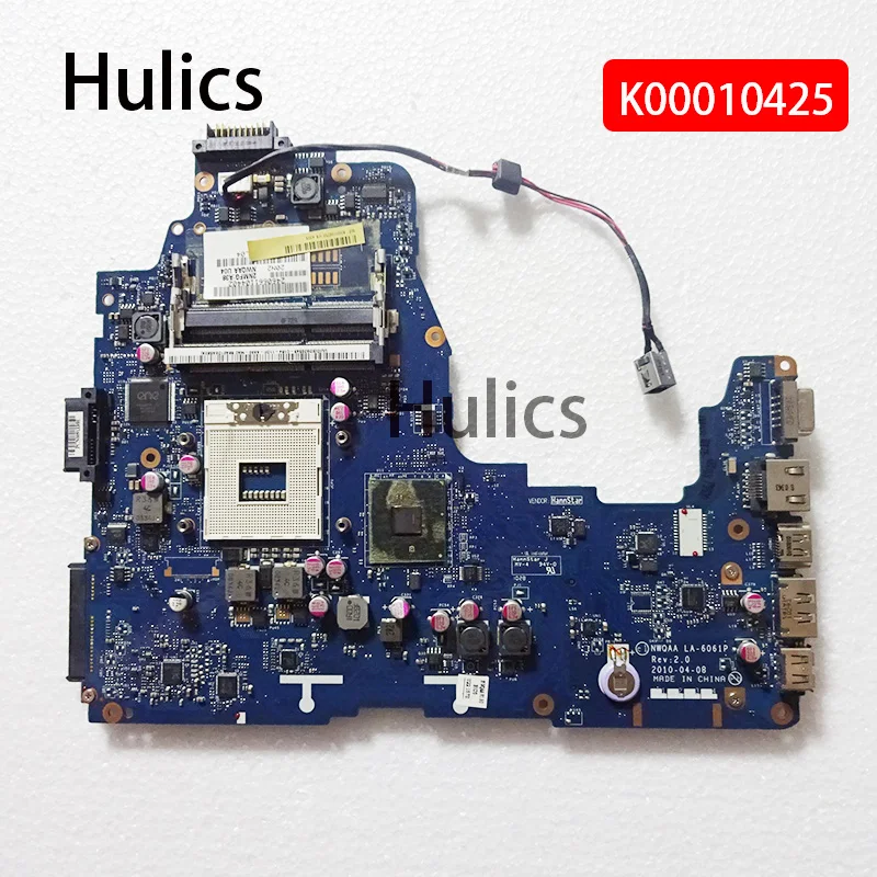 

Hulics оригинал для Toshiba Satellite A660 A665 серия материнская плата для ноутбука K000104250 NWQAA LA-6061P HM55 DDR3