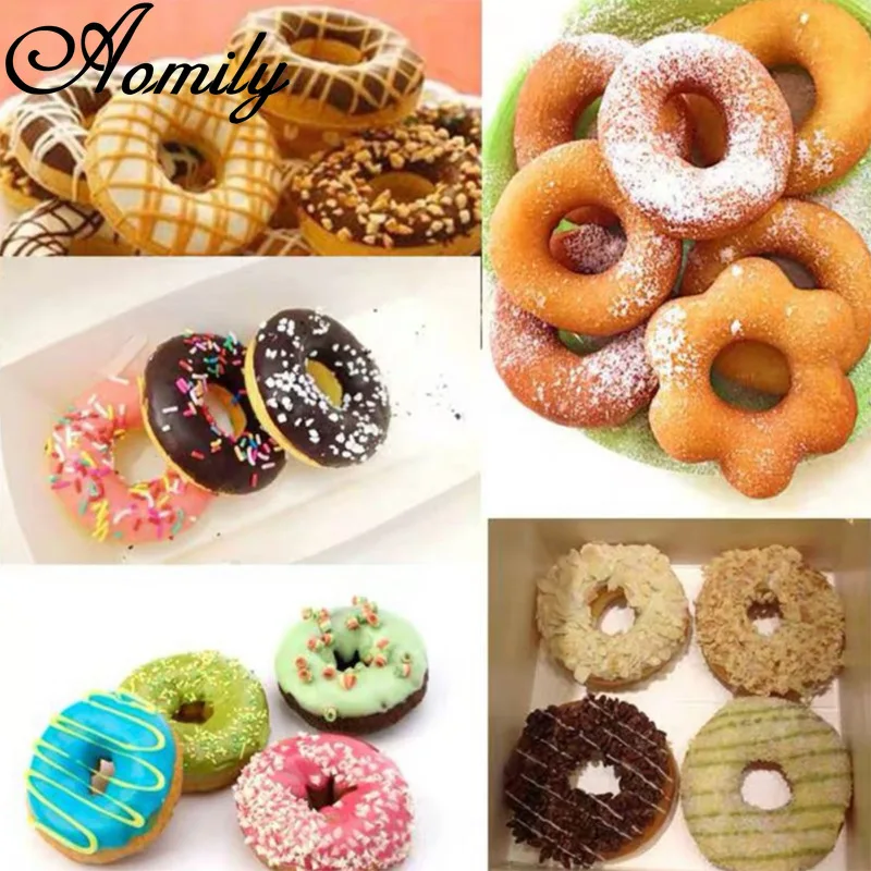 Aomily 1Pcs DIY Baking Tool Donuts Maker Mold Food Grade Plastic Doughnuts Cutter Fondant Cake Bread Desserts Bakery Mould | Дом и сад