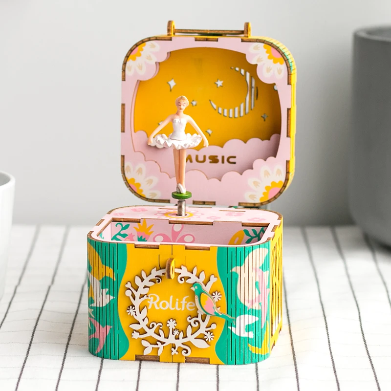 Robotime музыкальная шкатулка DIY 3D деревянная головоломка музыкальные игрушки