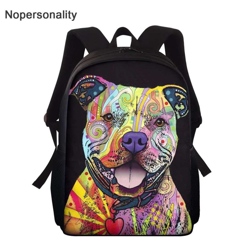

Nopersonality Colorful Artistic Dog Print School Backbag for Child Boys Girls Stylish Cat Printing School Backpack Kinder Rugtas