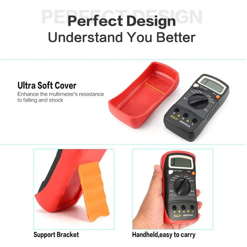 BM500A цифровой меггер 1000 В Автоматический диапазон Измеритель сопротивления