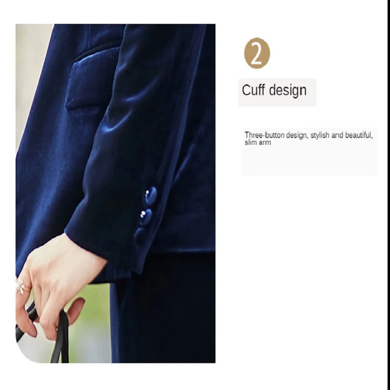 

Gold Velvet Small Suit Women 2020 Autumn Temperament Goddess Fan Professional Wear Two-Piece Suit Jacket
