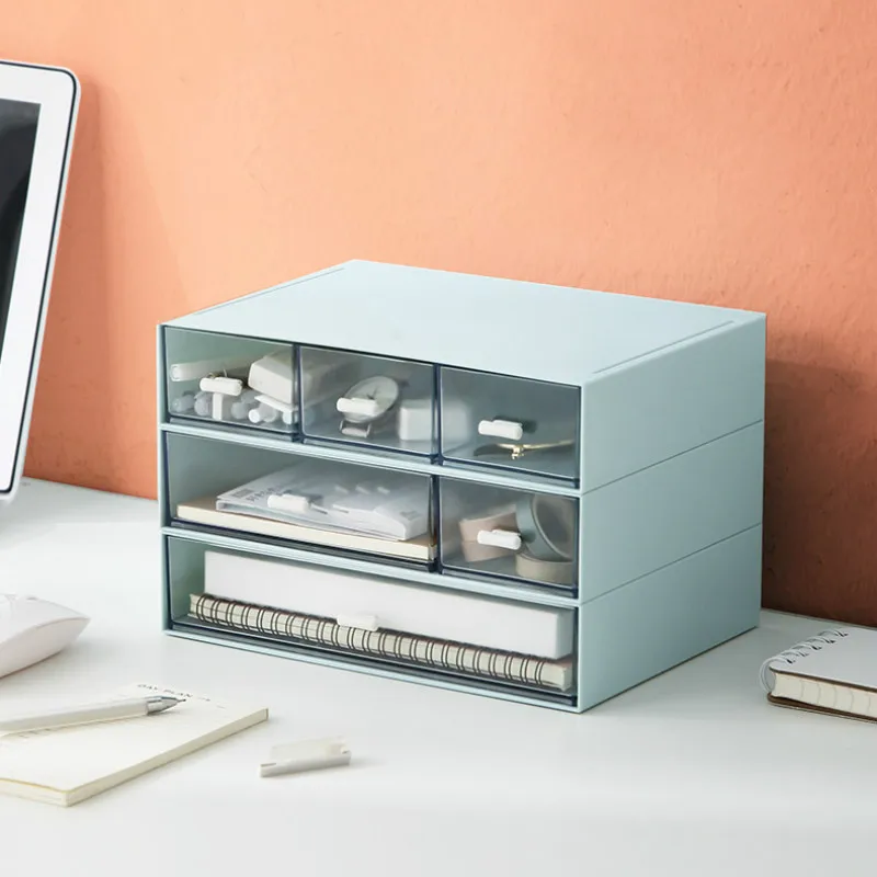 

Office Desktop Organizer Box Stackable Bathroom Cosmetics Storage Box Easy Pull Open Mask Box Jewelry Storage Accessories Case