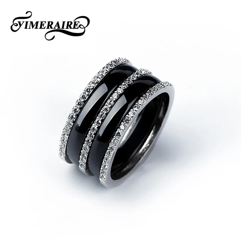 2018 Горячие широкодиапазонные кольца 3 ряда горного хрусталя с 2 слоями керамики