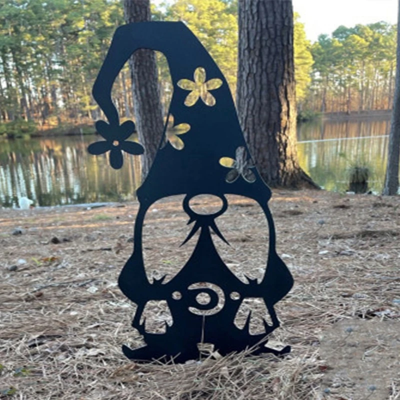 

Metal Gnome Elf Silhouette Art Fairy Garden Yard Home Decoration Outdoor Lawn QXNA